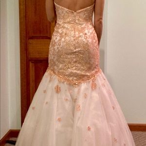 Peach & White Mermaid Prom Dress